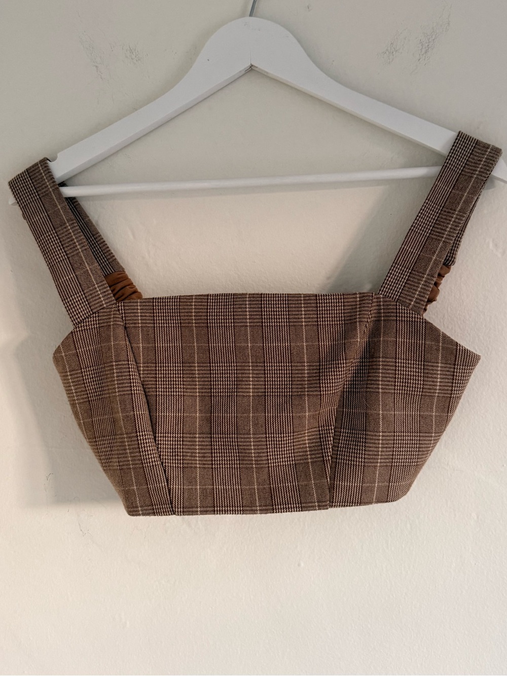 Tiger Mist Brown Plaid Crop Top